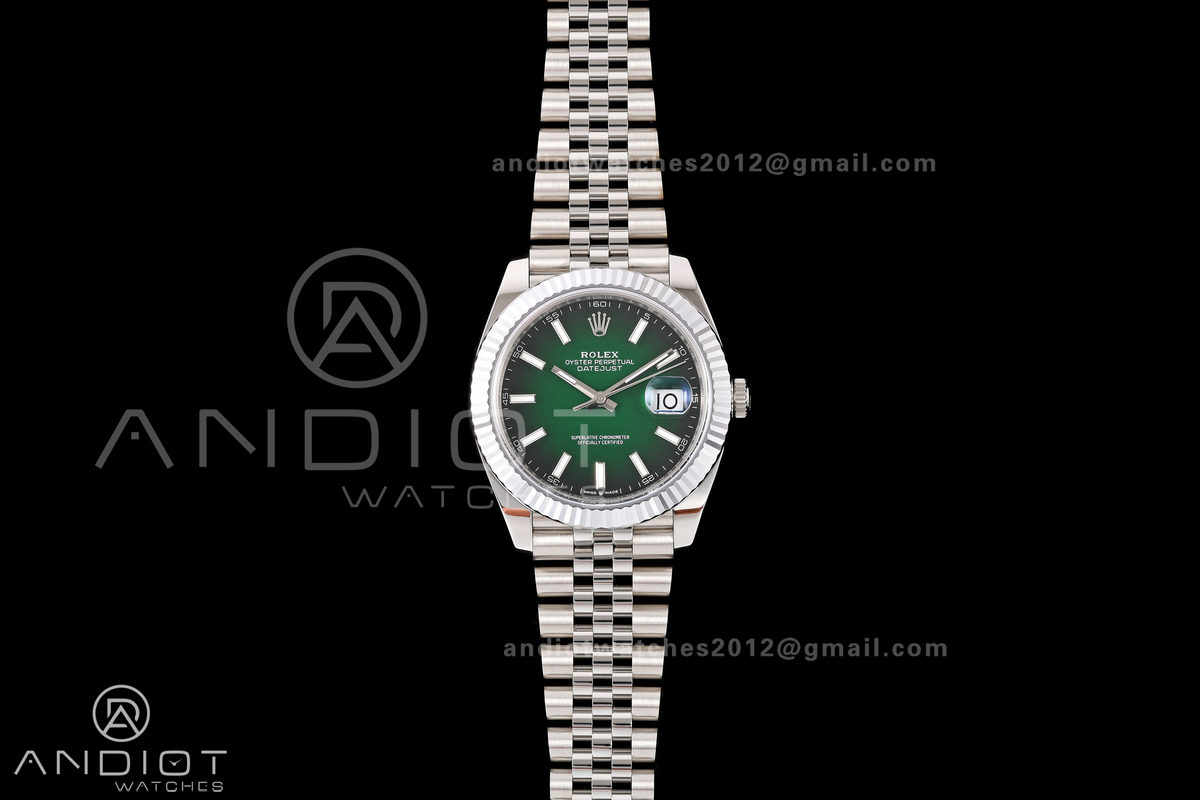 DateJust 41 126334 904L SS RGF 1:1 Best Edition Green Ombre Dial on Jubilee Bracelet JH3235 (Free Sprung)